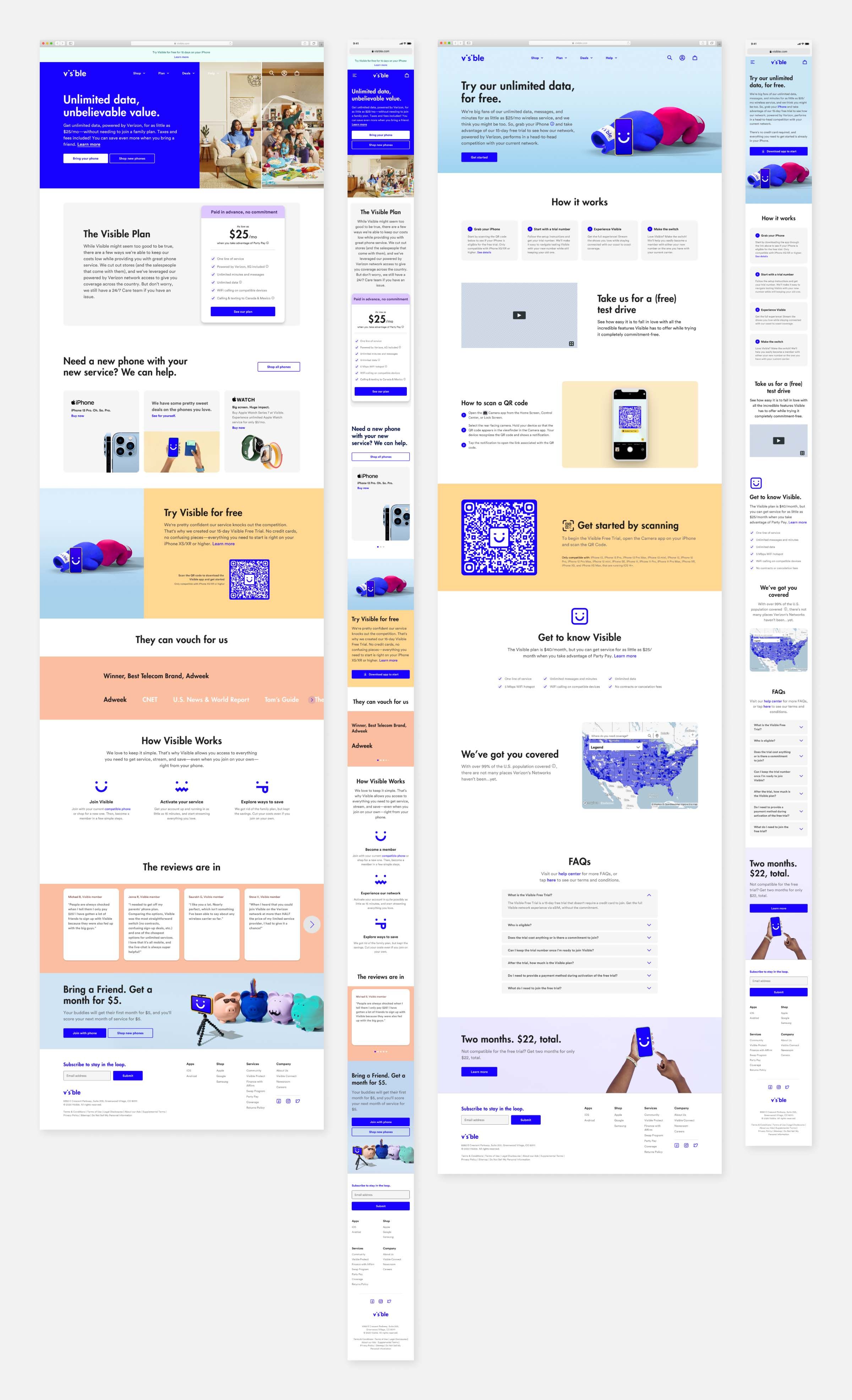 Designs for the marketing pages
