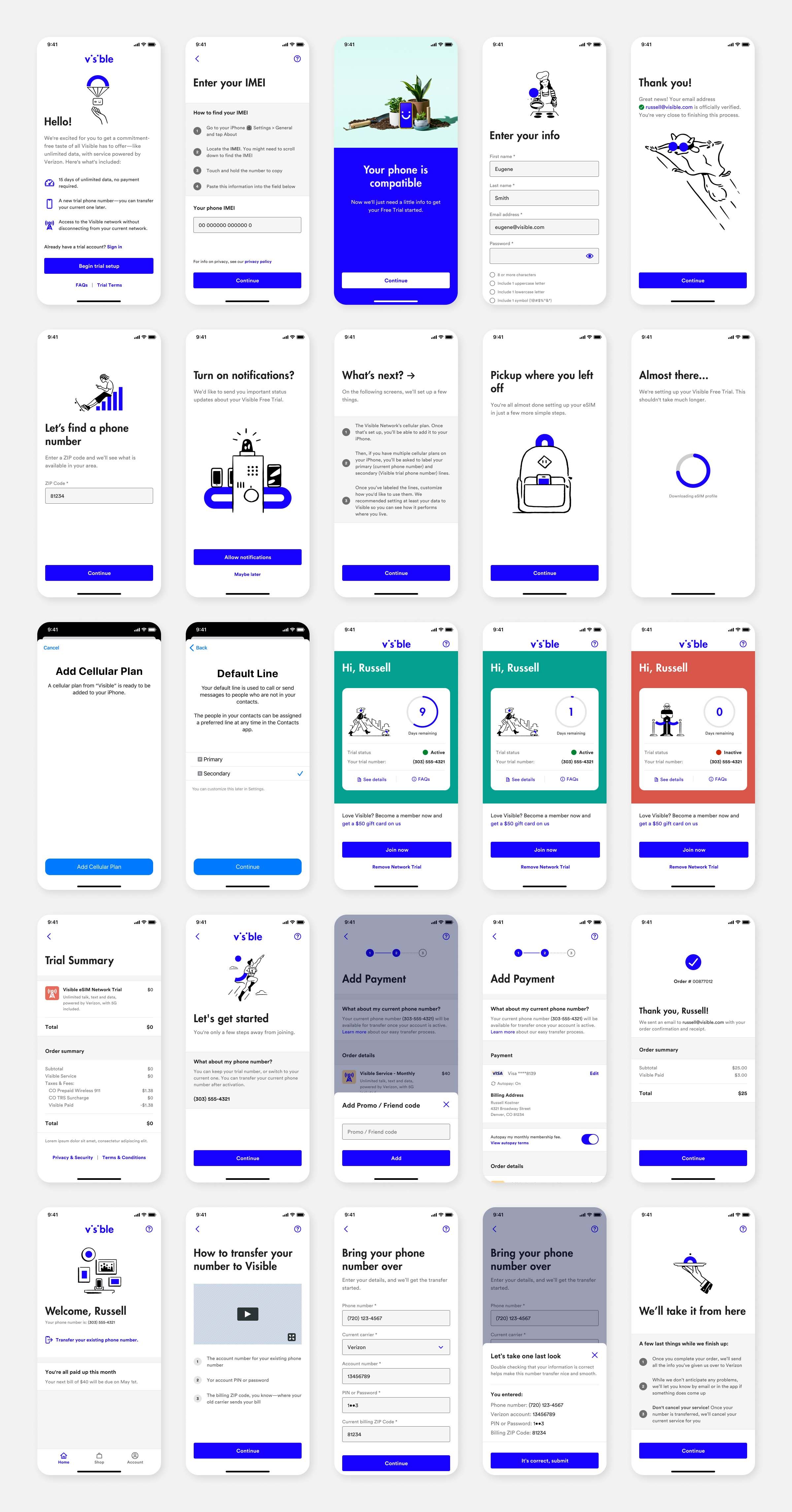 Select Native iOS app screens